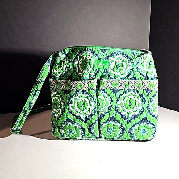 Liz & Co Green White & Blue Quilted bag signs of wear/GUC - Picture 1 of 16